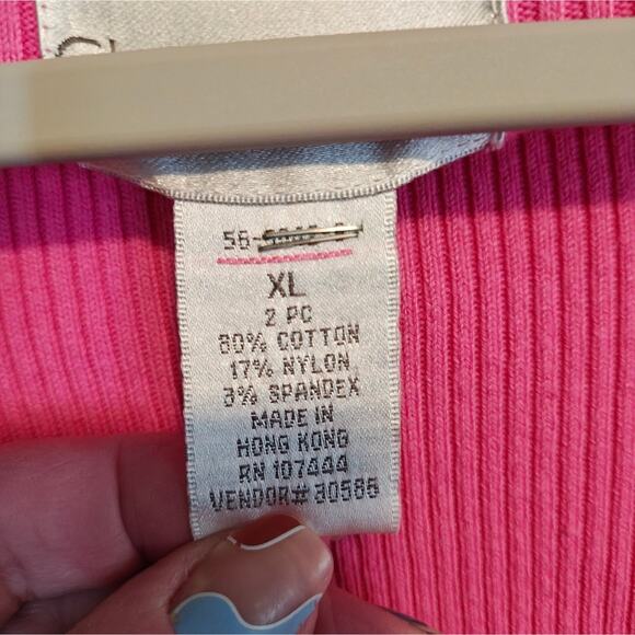 Pink Chadwicks‎ Women's Cardigan & Tank Set XL Legally Blonde Barbie 90s Preppy - Picture 5 of 7